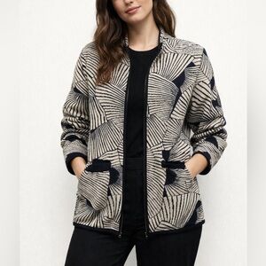 Sibin Linnerbjerg 💯 Cotton/Wool Geometric Knit Cardigan Size XS EUC